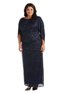 Draped Back Glitter Chiffon Dress - Plus sold by R&M Richards