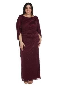 Draped Back Glitter Chiffon Dress - Plus sold by R&M Richards