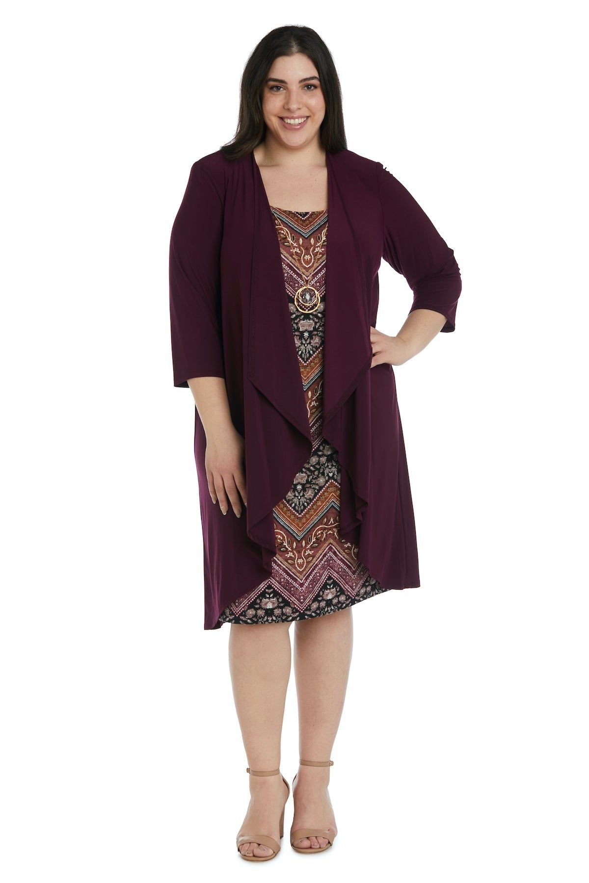 Two-Piece Printed Dress with Matching Jacket - Plus sold by R&M Richards