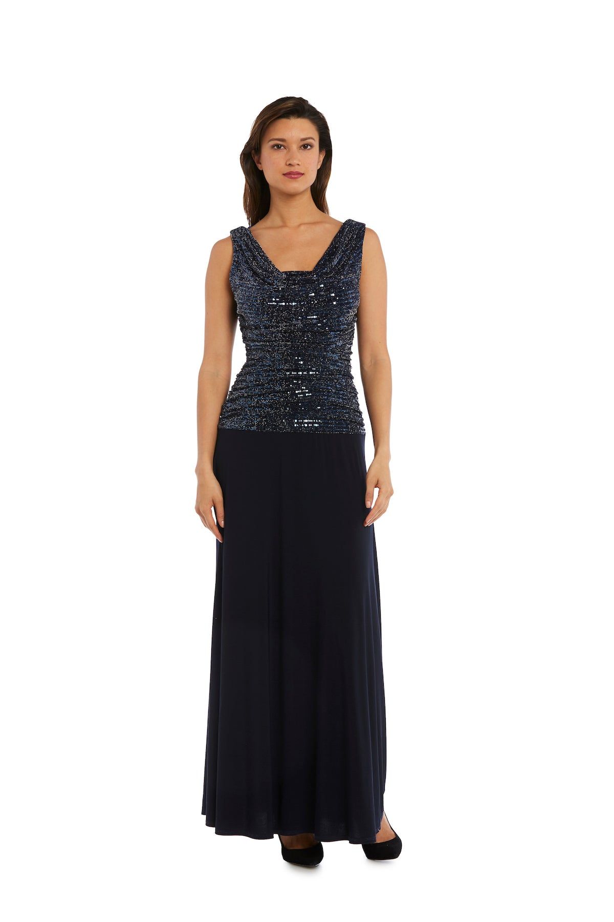 Sleeveless Maxi Gown with Sequined Top sold by R&M Richards