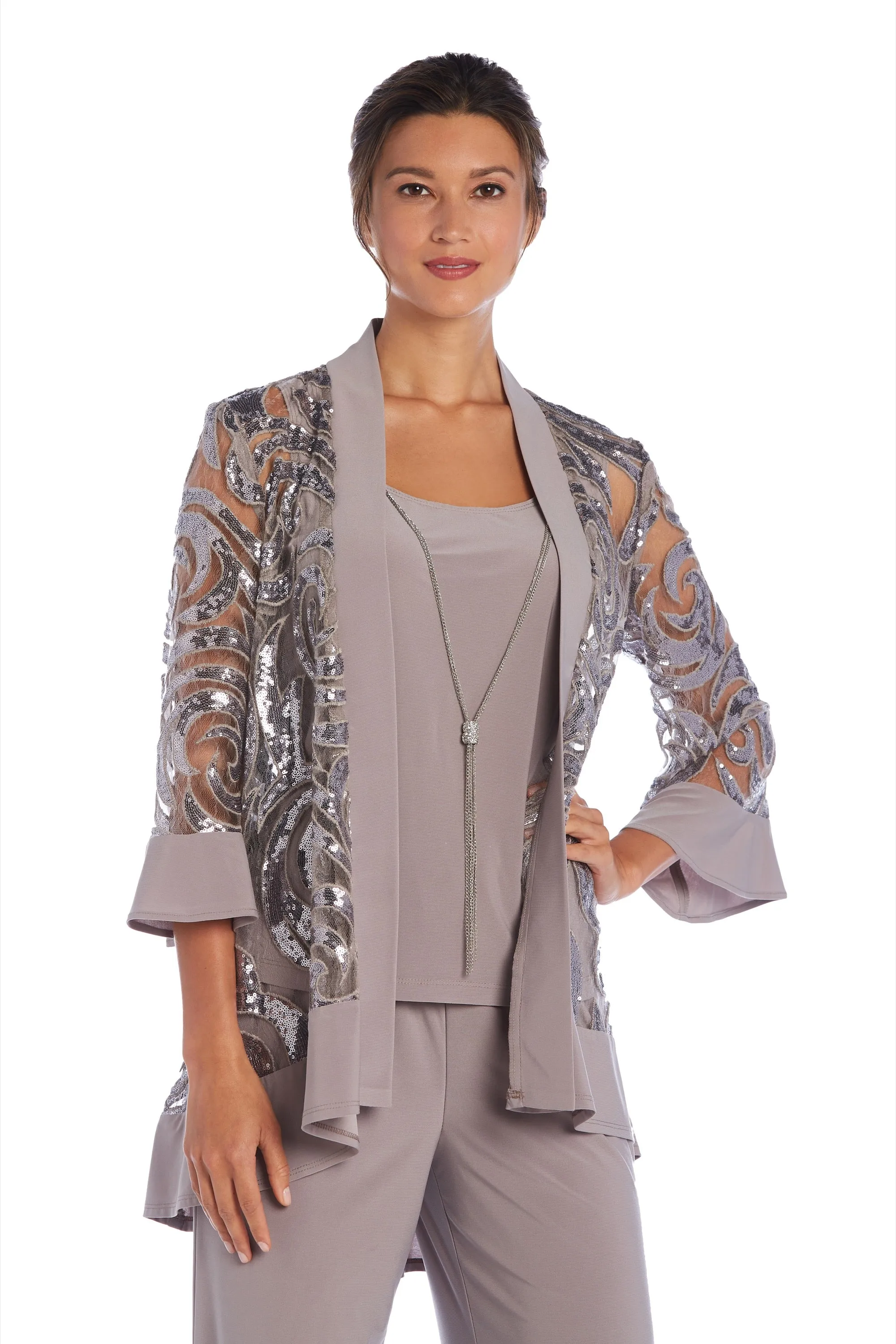 Three Piece Set With Sequin Swing Jacket and Detachable Necklace sold by R&M Richards product image thumbnail 3