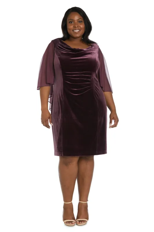 Cocktail Velvet Dress with Draped Sleeves - Plus sold by R&M Richards