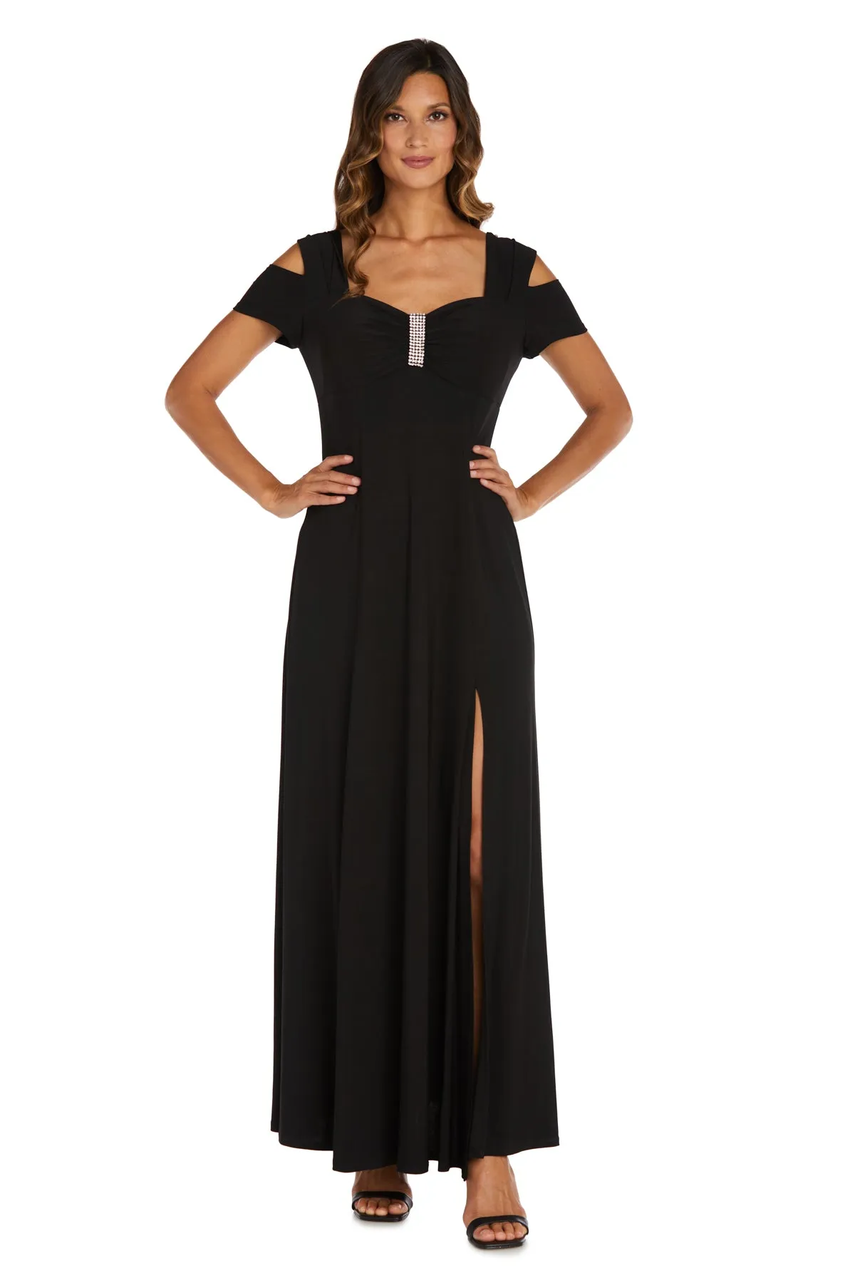 Evening Gown with Thigh Slit and Diamante Detail sold by R&M Richards