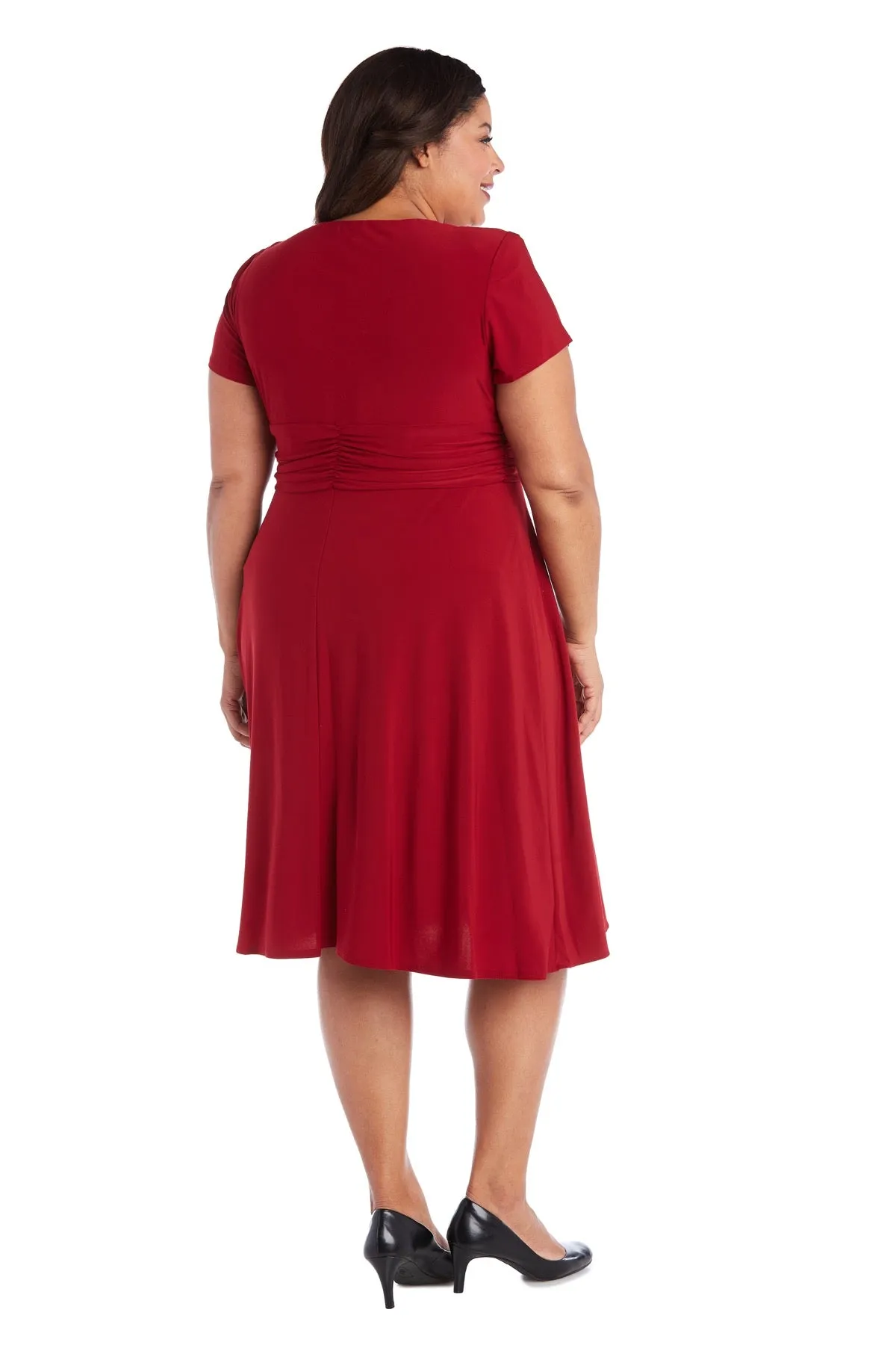 Faux Wrap Dress with Waist Embellishment - Plus sold by R&M Richards product image thumbnail 5