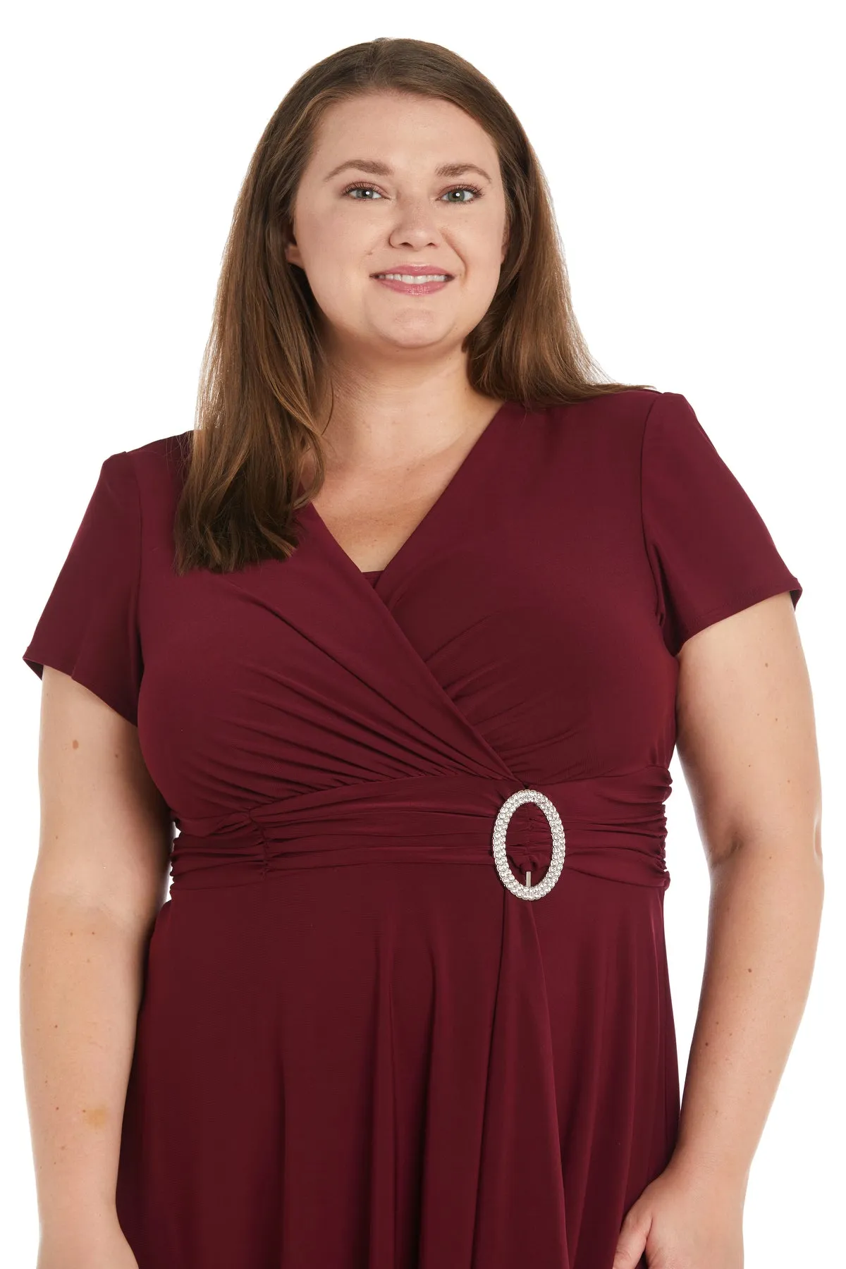 Faux Wrap Dress with Waist Embellishment - Plus sold by R&M Richards product image thumbnail 3