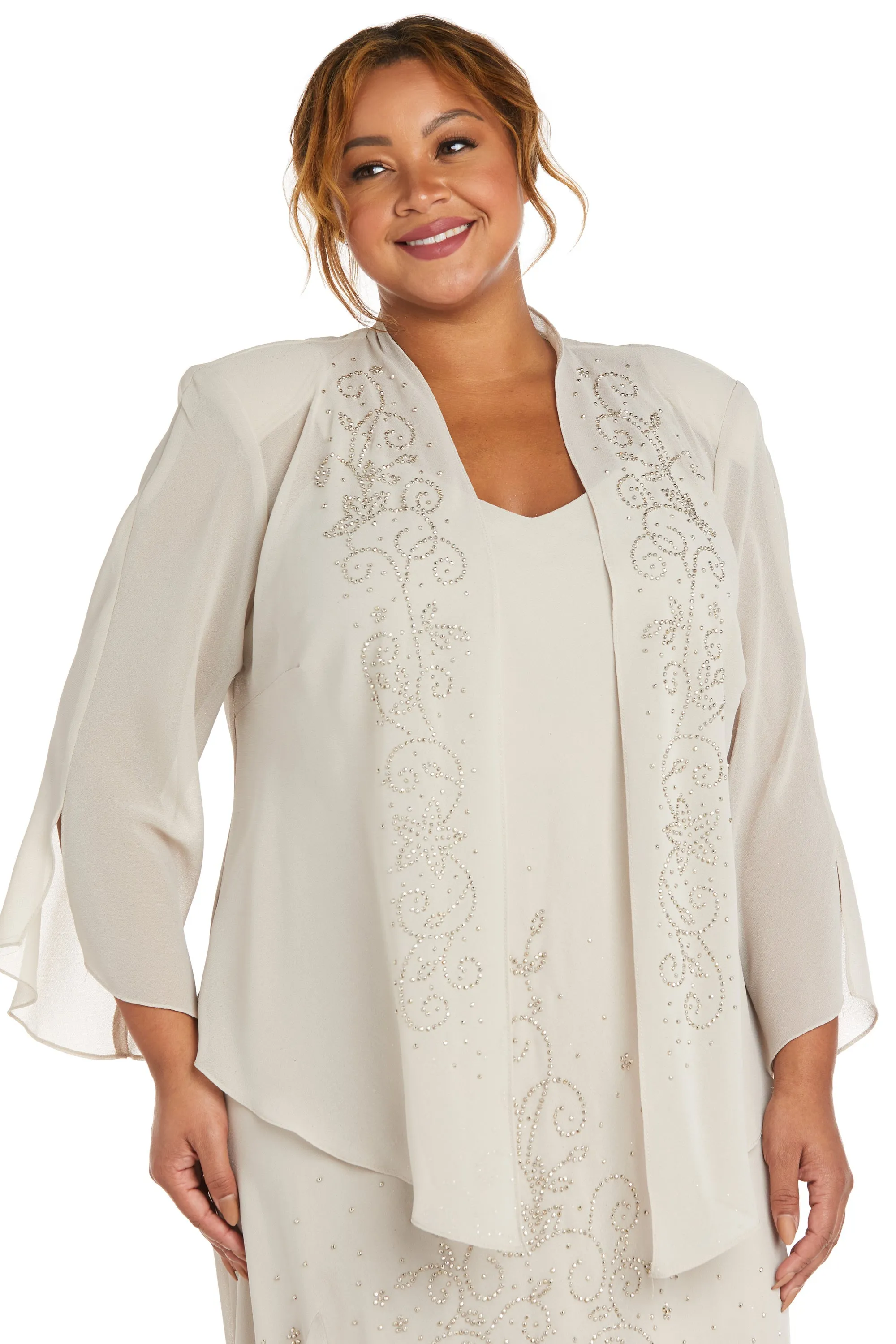 Beaded Slip Chiffon Jacket Dress - Extra Plus sold by R&M Richards product image thumbnail 5