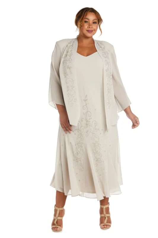 Beaded Slip Chiffon Jacket Dress - Extra Plus sold by R&M Richards