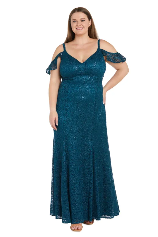 Long Glitter Lace Off The Shoulder Gown - Plus sold by R&M Richards