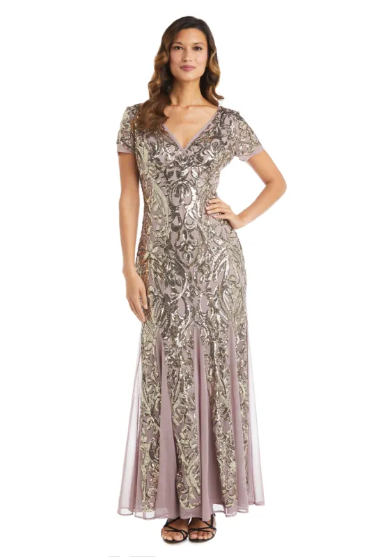 Long Beaded Evening Gown with Sequin Detail sold by R&M Richards