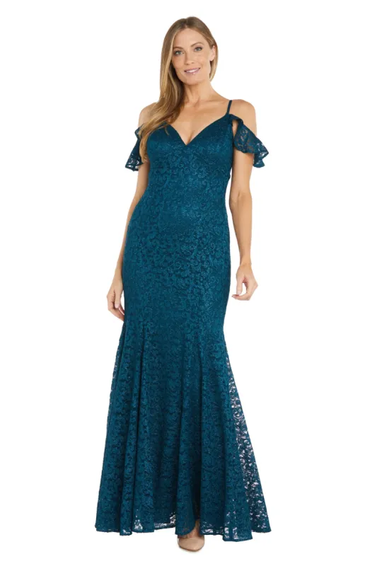 Long Glitter Lace Off The Shoulder Gown sold by R&M Richards