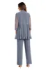 Three Piece Pant Suit with Sheer Inserts, Beading and Diamante - Petite sold by R&M Richards