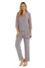 Three Piece Pant Suit with Sheer Inserts, Beading and Diamante - Petite sold by R&M Richards