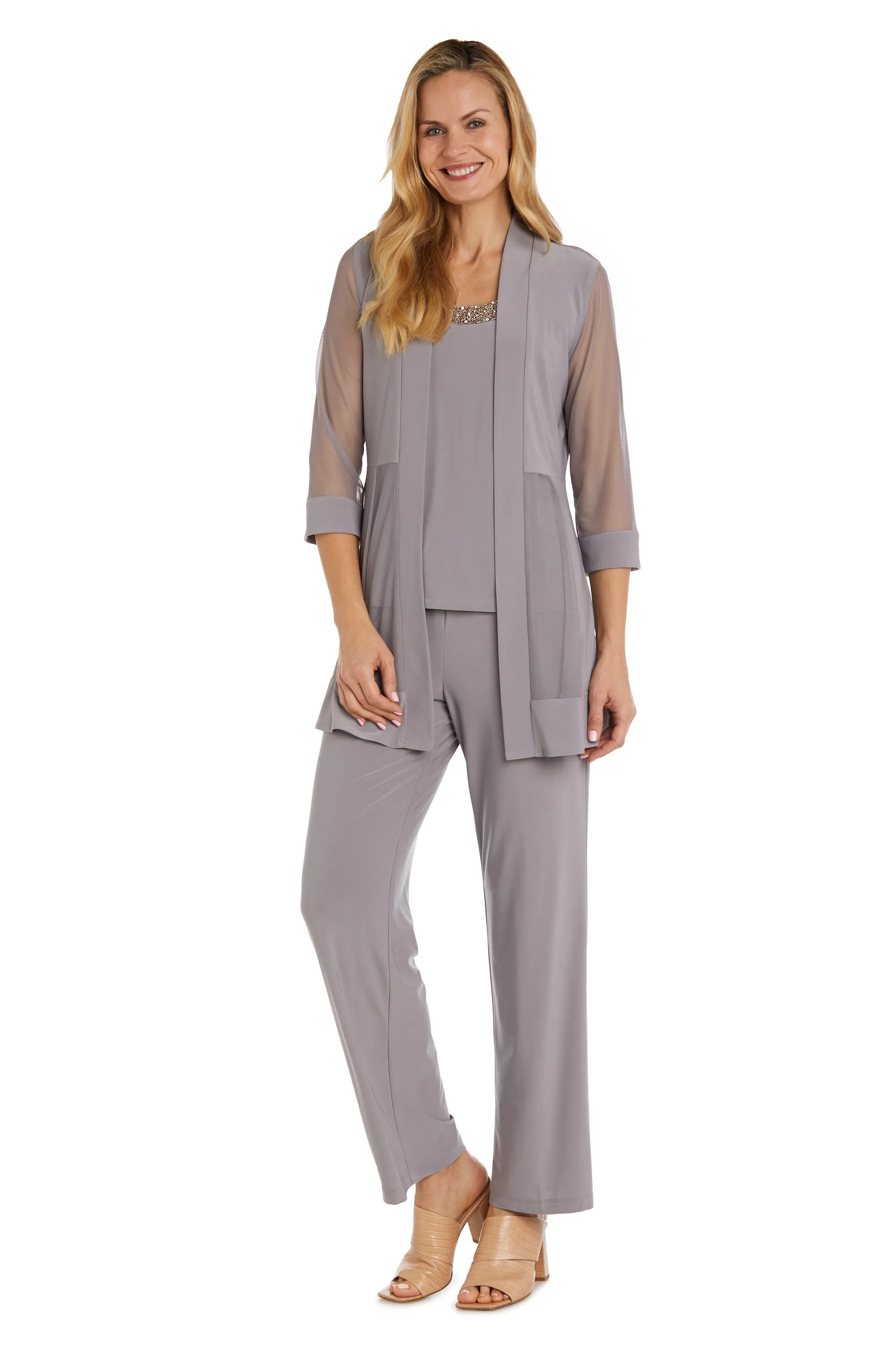 Three Piece Pant Suit with Sheer Inserts, Beading and Diamante - Petite sold by R&M Richards product image thumbnail 4