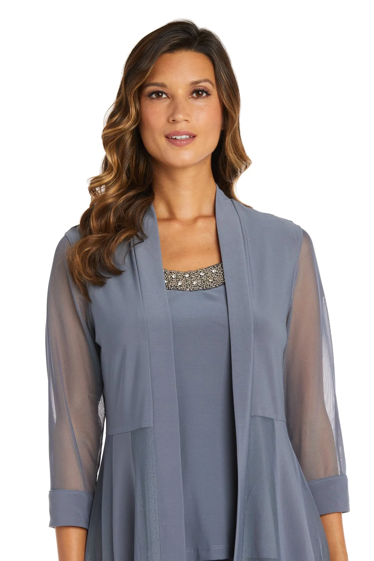 Three Piece Pant Suit with Sheer Inserts, Beading and Diamante - Petite sold by R&M Richards product image thumbnail 3