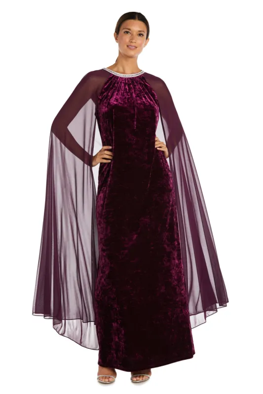 Long Dress With Rhinestone Neck and Chiffon Cape - Petite sold by R&M Richards