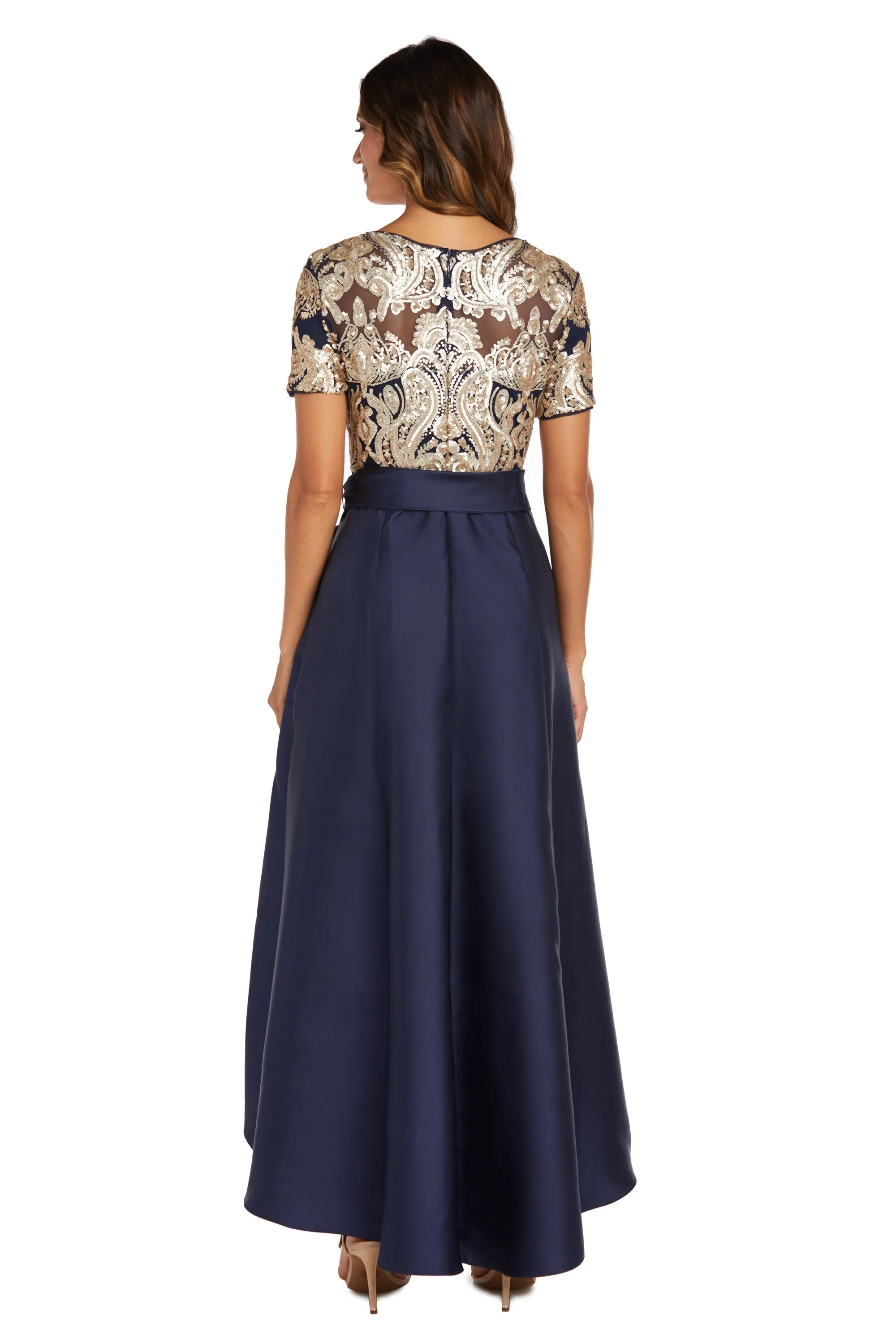 High Low Midi Dress with Cap Sleeve Power Mesh Top with Tie Waist - Petite sold by R&M Richards product image thumbnail 2