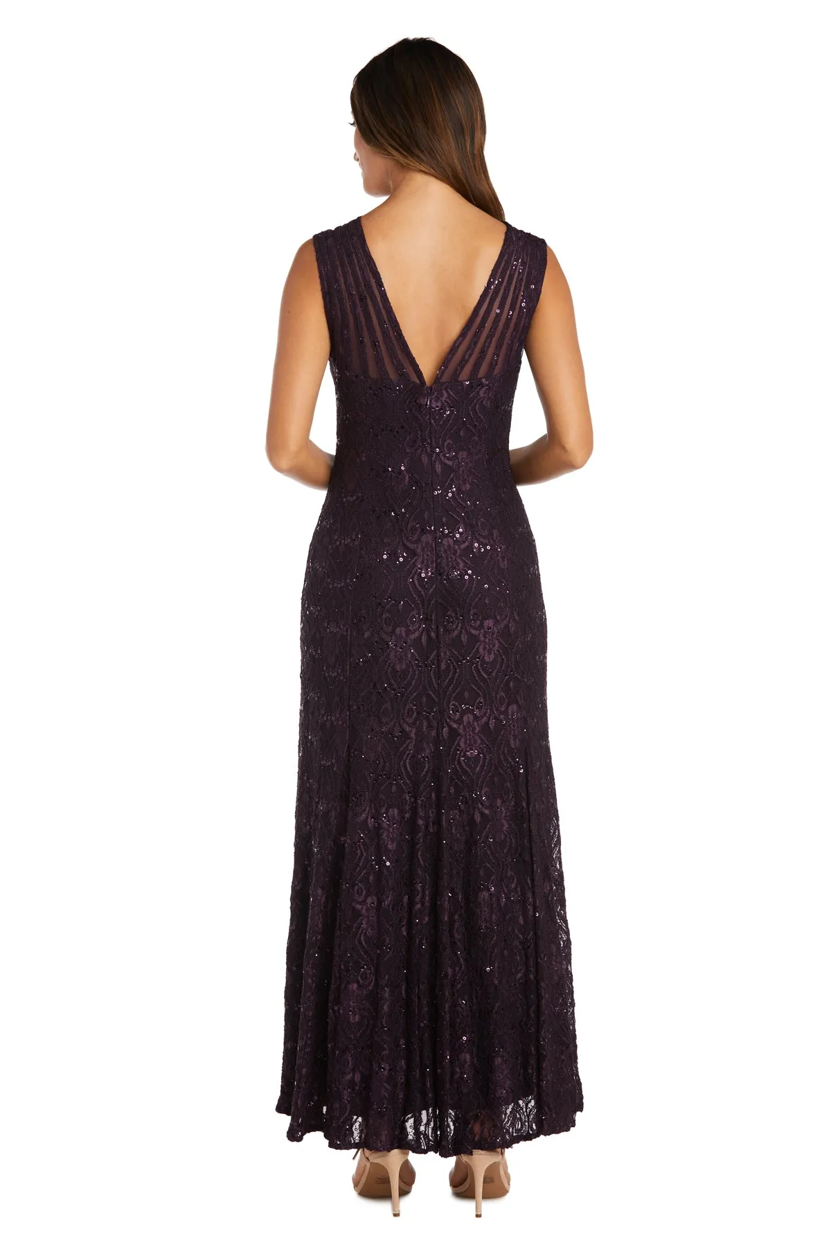 Sequined Lace Gown with Sheer Inserts sold by R&M Richards product image thumbnail 5