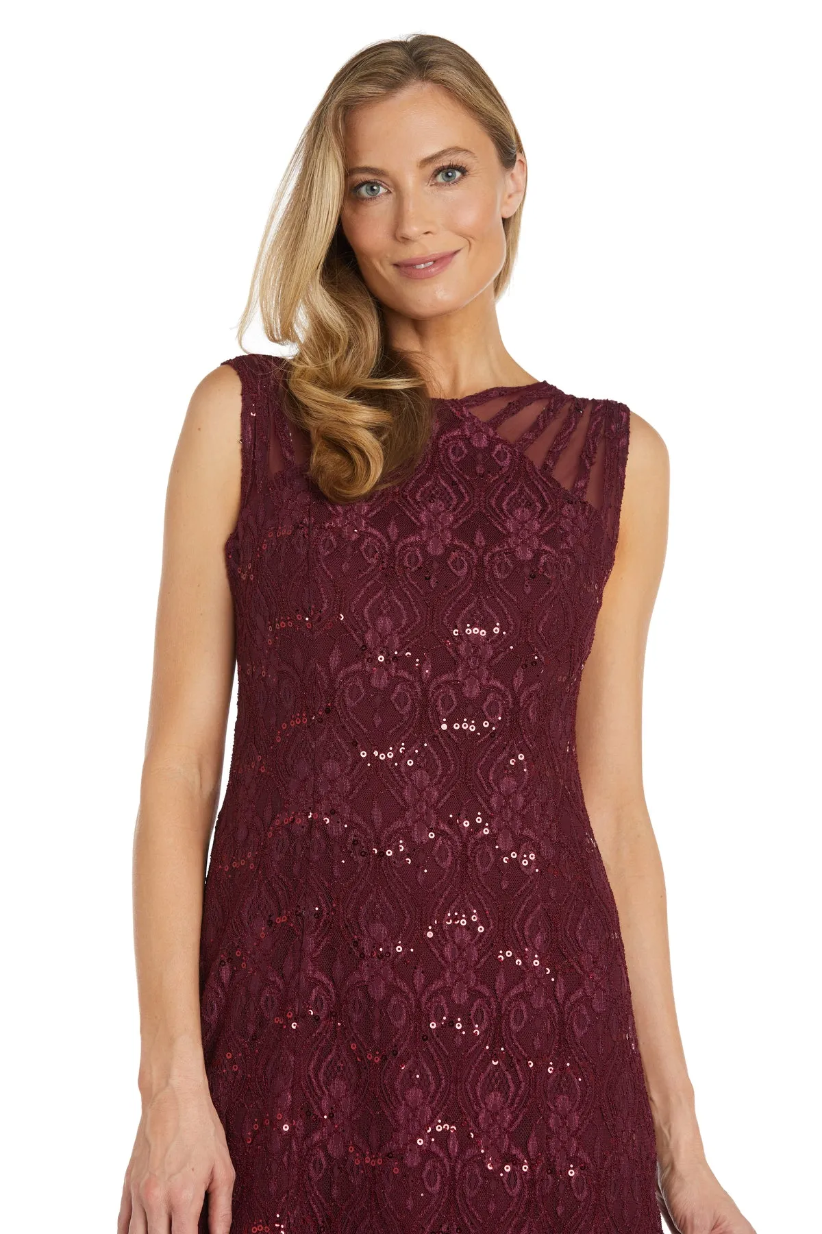 Sequined Lace Gown with Sheer Inserts sold by R&M Richards product image thumbnail 3