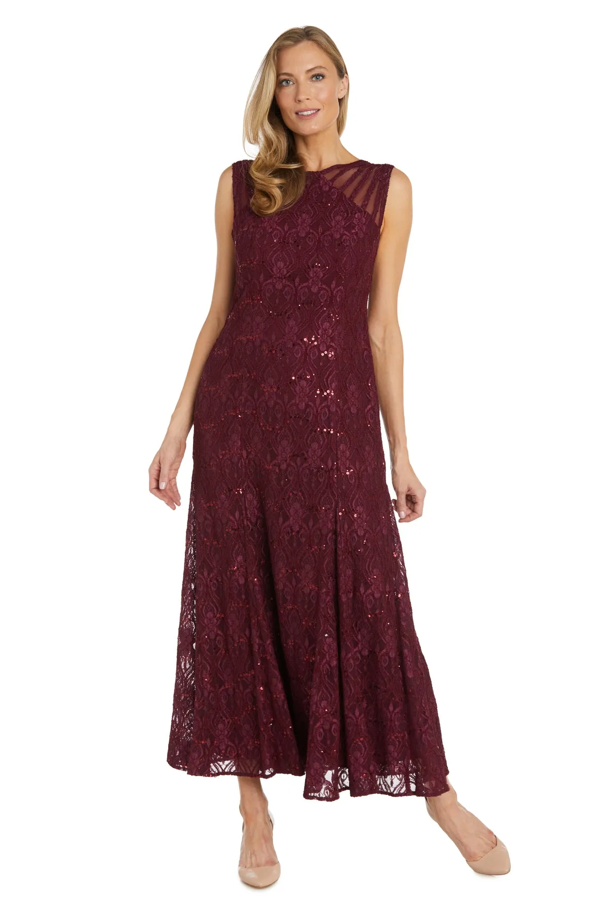 Sequined Lace Gown with Sheer Inserts sold by R&M Richards