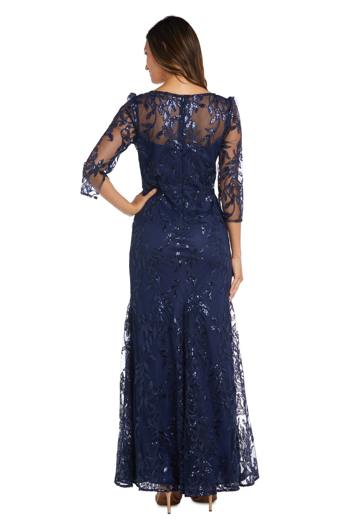 Embellished Boat Neck Illusion Gown sold by R&M Richards product image thumbnail 5