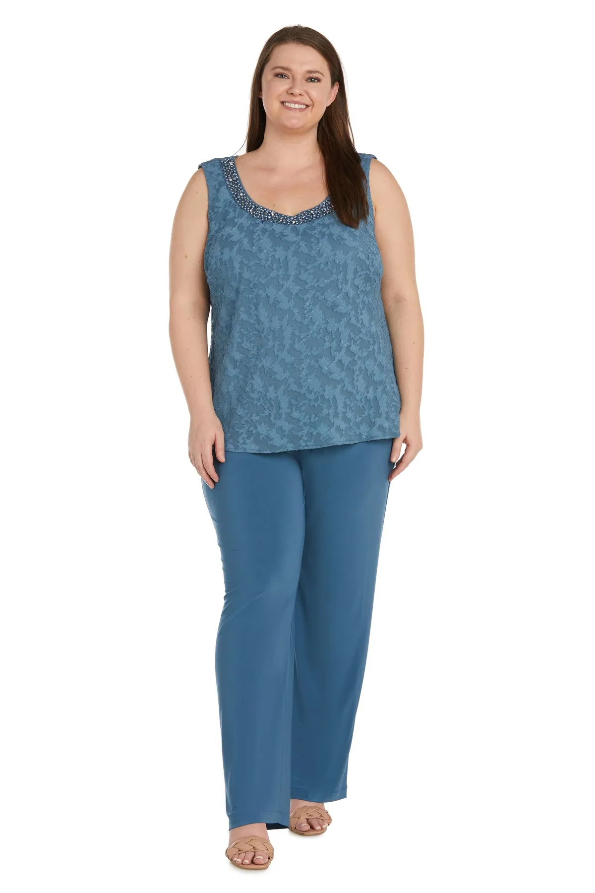 Three Piece Jacquard Burnout Pantsuit - Plus sold by R&M Richards product image thumbnail 3