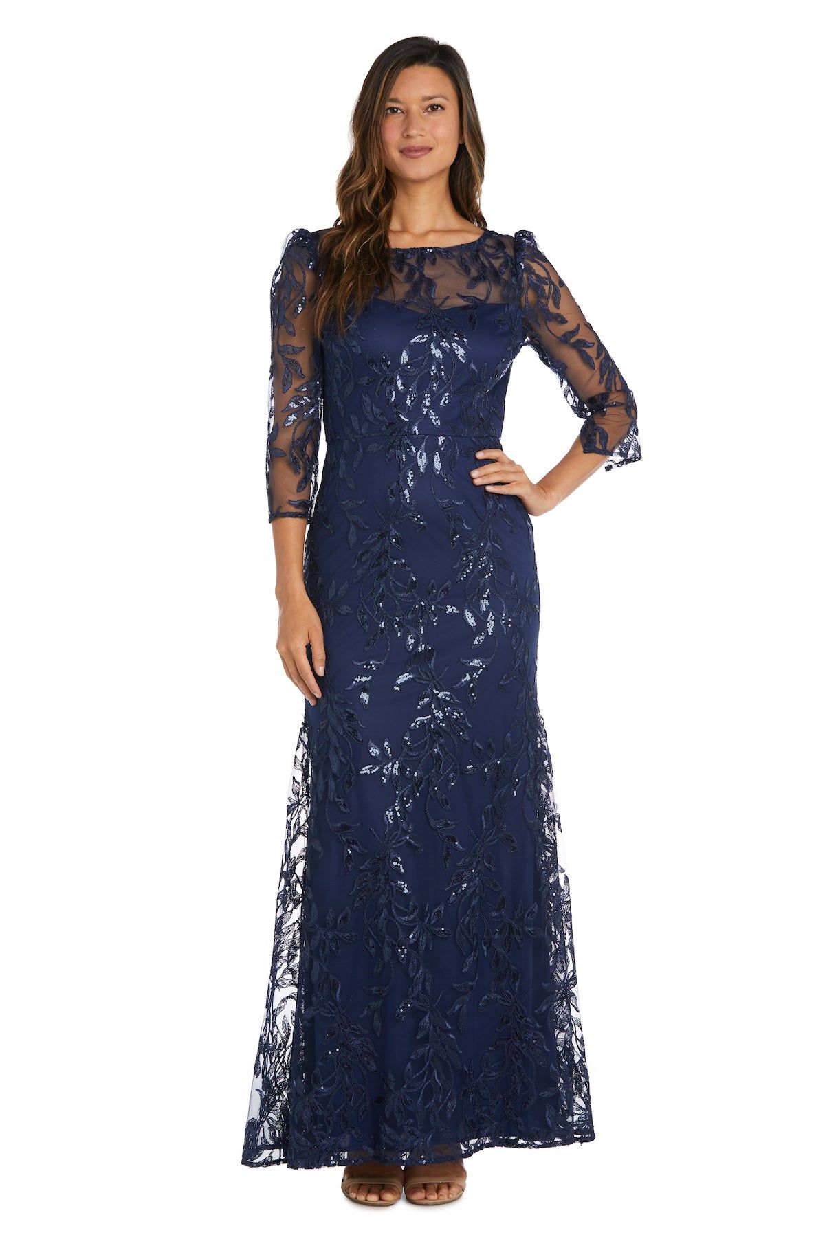 Embellished Boat Neck Illusion Gown sold by R&M Richards product image thumbnail 4