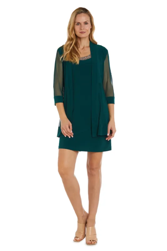 Jacket Dress With Beaded Neckline and Soft Jacket - Petite sold by R&M Richards