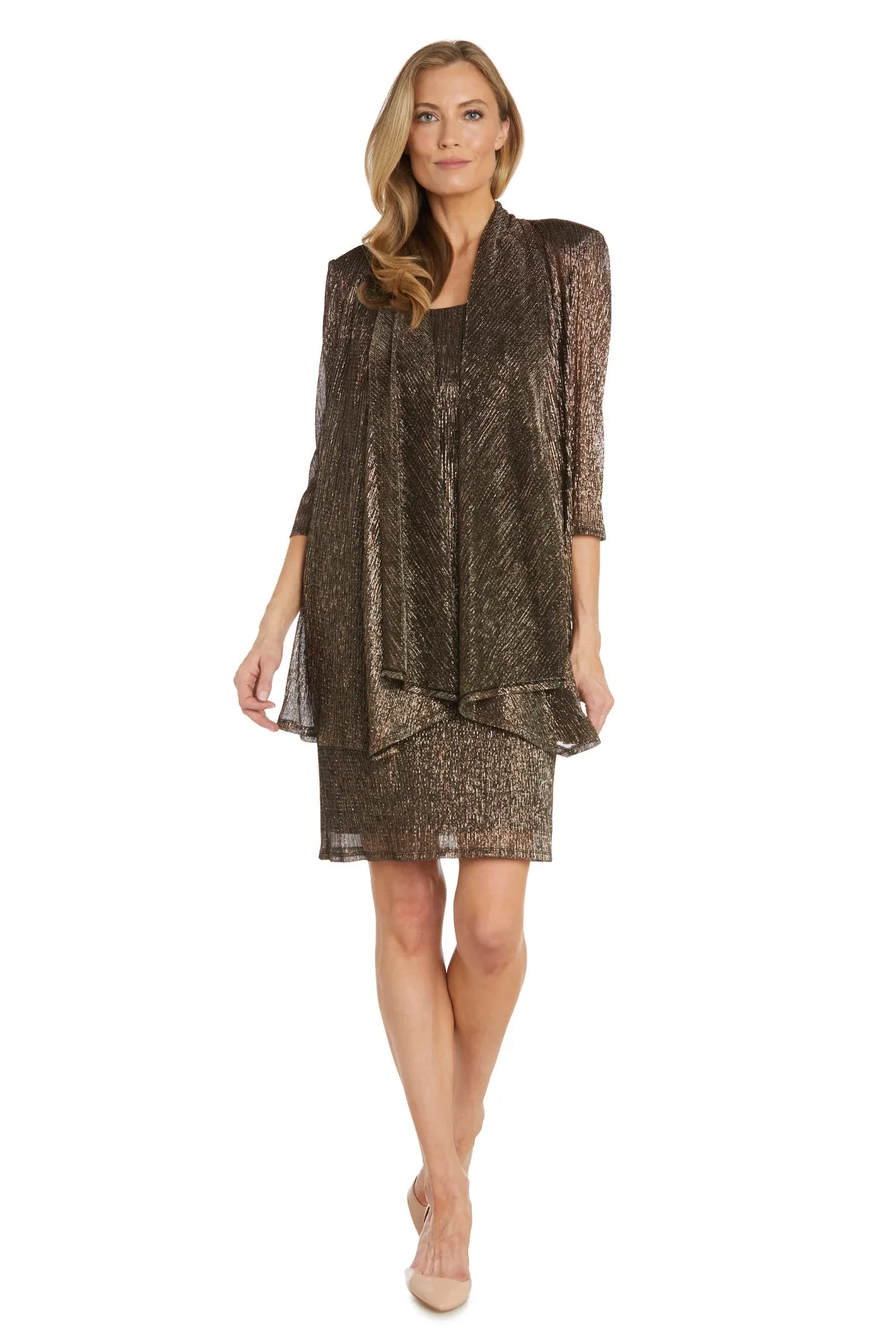 Metallic Sleeveless Dress with Matching Draped Cardigan sold by R&M Richards
