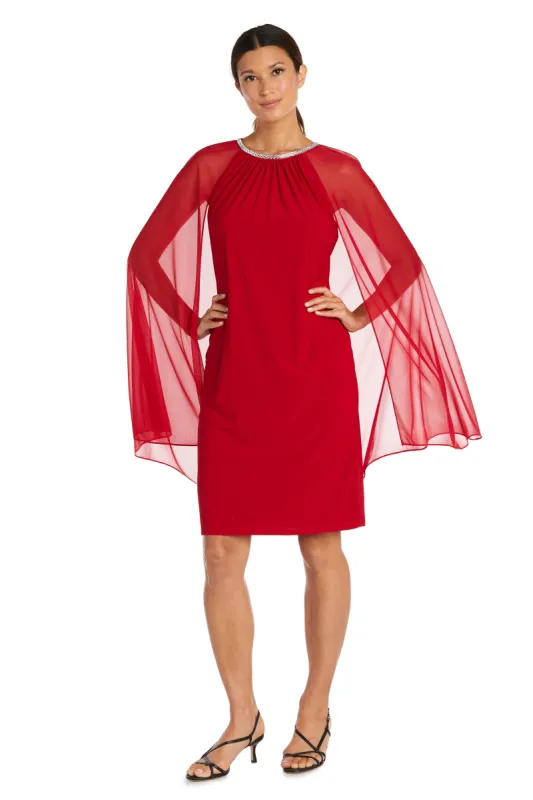Chiffon Dress with Rhinestone Neckline and Sheer Capelet sold by R&M Richards