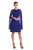 Chiffon Dress with Rhinestone Neckline and Sheer Capelet sold by R&M Richards