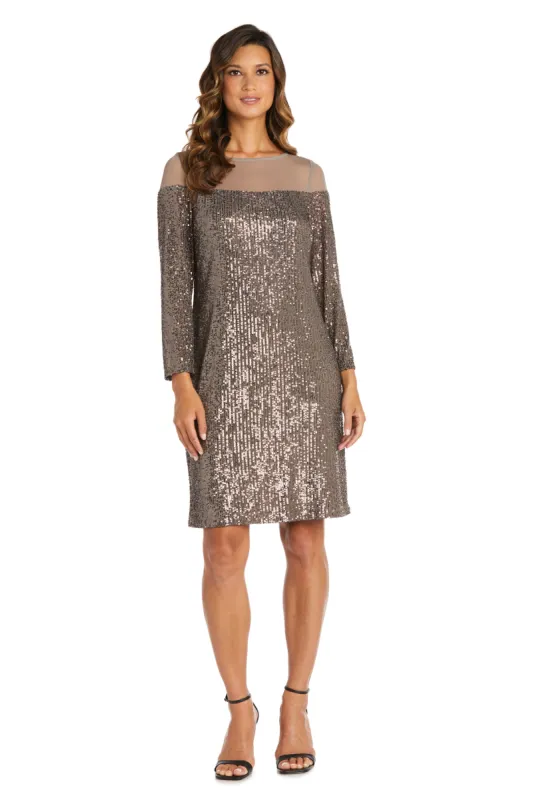 Short Sequin Dress With Illusion Bodice - Petite sold by R&M Richards
