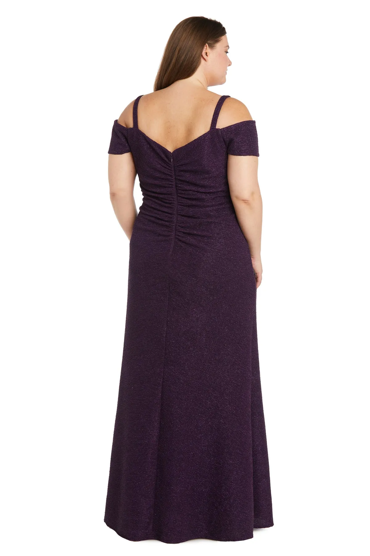 Long Pleated Glitter Gown - Plus sold by R&M Richards product image thumbnail 2