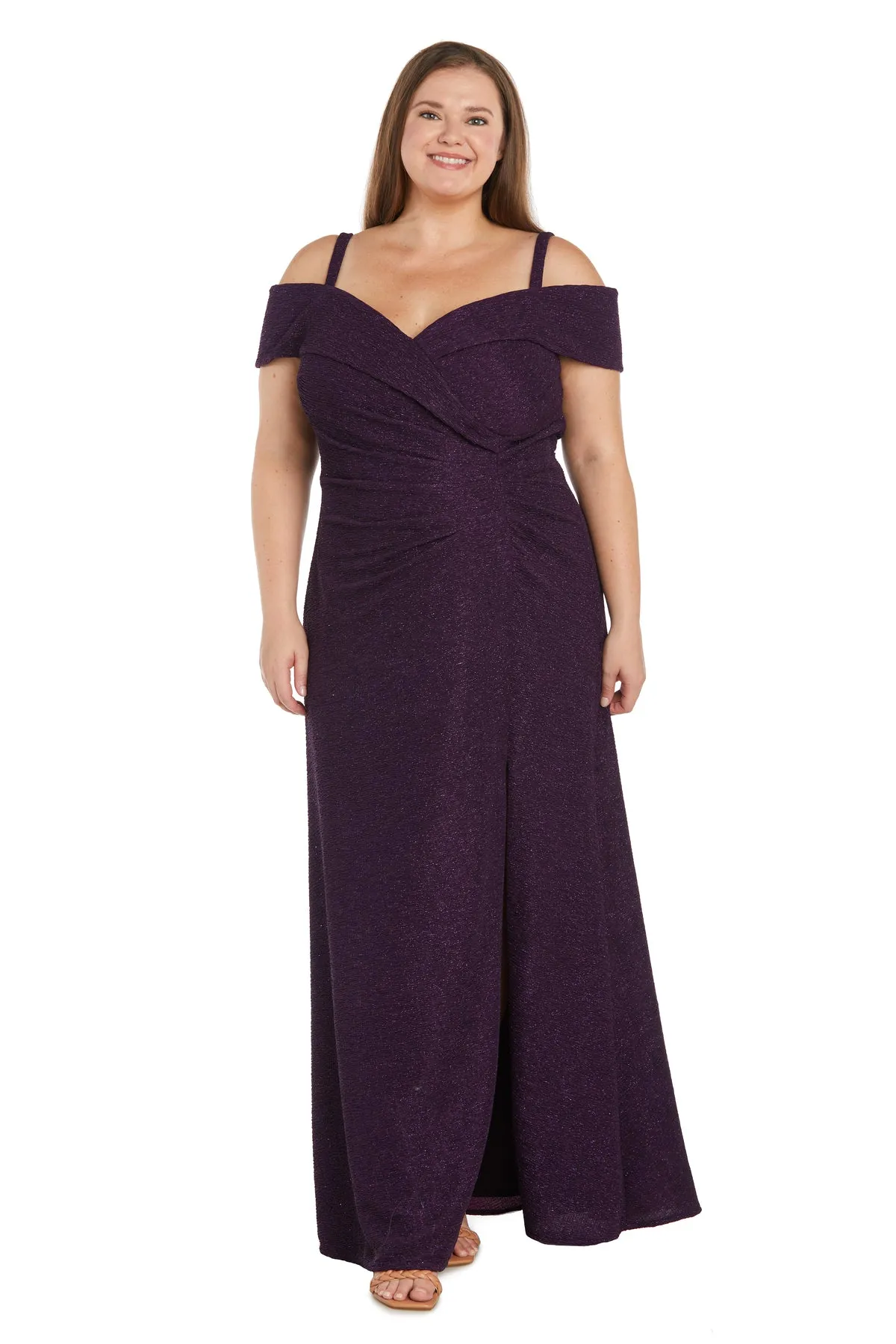 Long Pleated Glitter Gown - Plus sold by R&M Richards