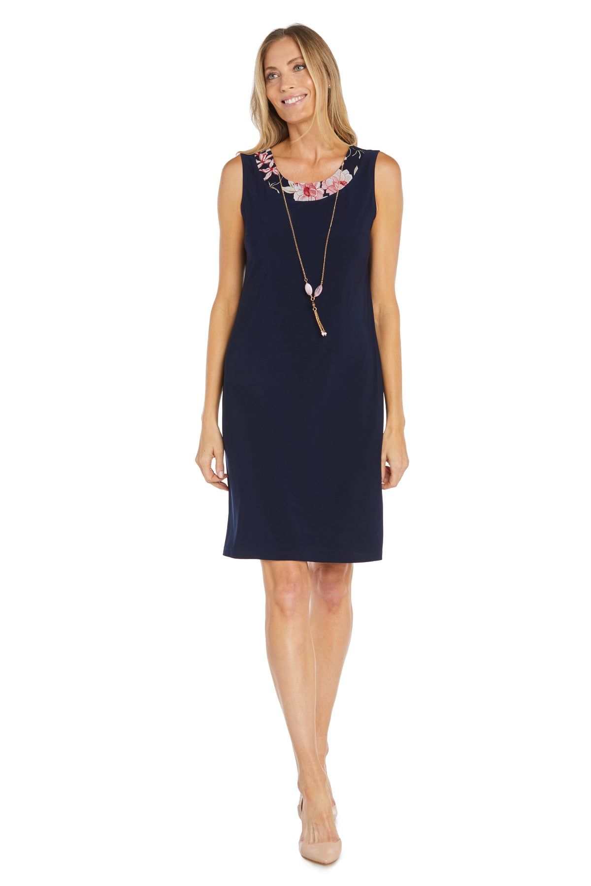 Navy/Coral Printed Jacket Dress sold by R&M Richards product image thumbnail 3