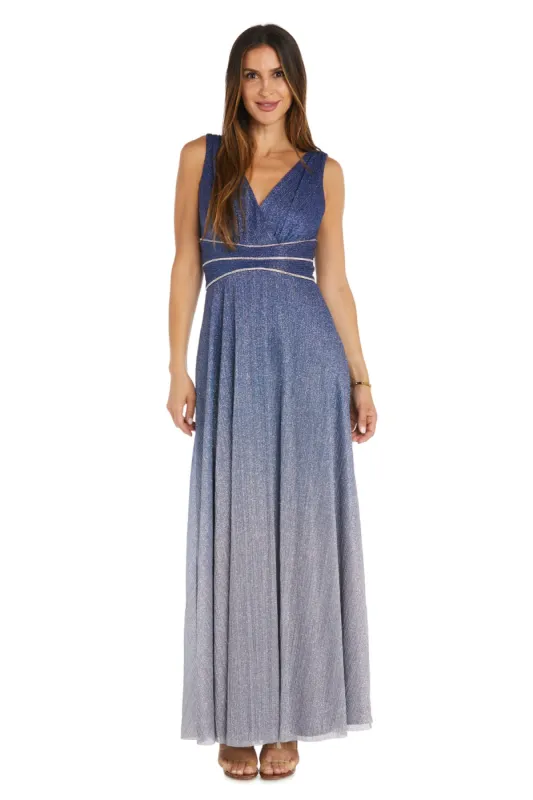 Long Crinkle Gown with Rhinestone Waist Detail sold by R&M Richards