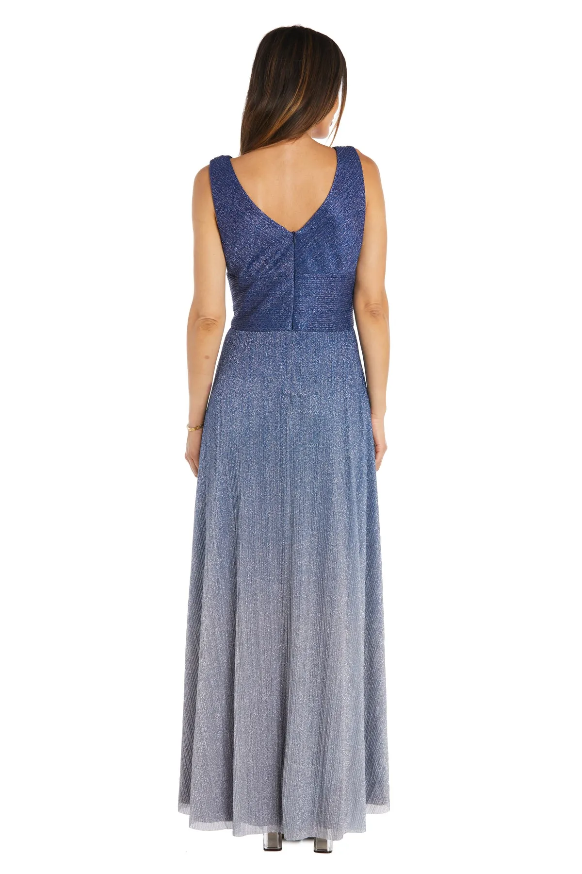 Long Crinkle Gown with Rhinestone Waist Detail sold by R&M Richards product image thumbnail 3