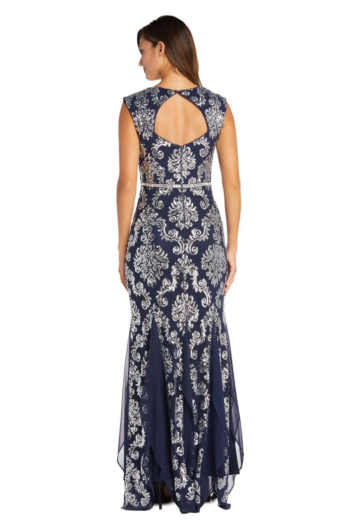 Sequined Embellished Gown With Ruffle Skirt Inserts sold by R&M Richards product image thumbnail 2