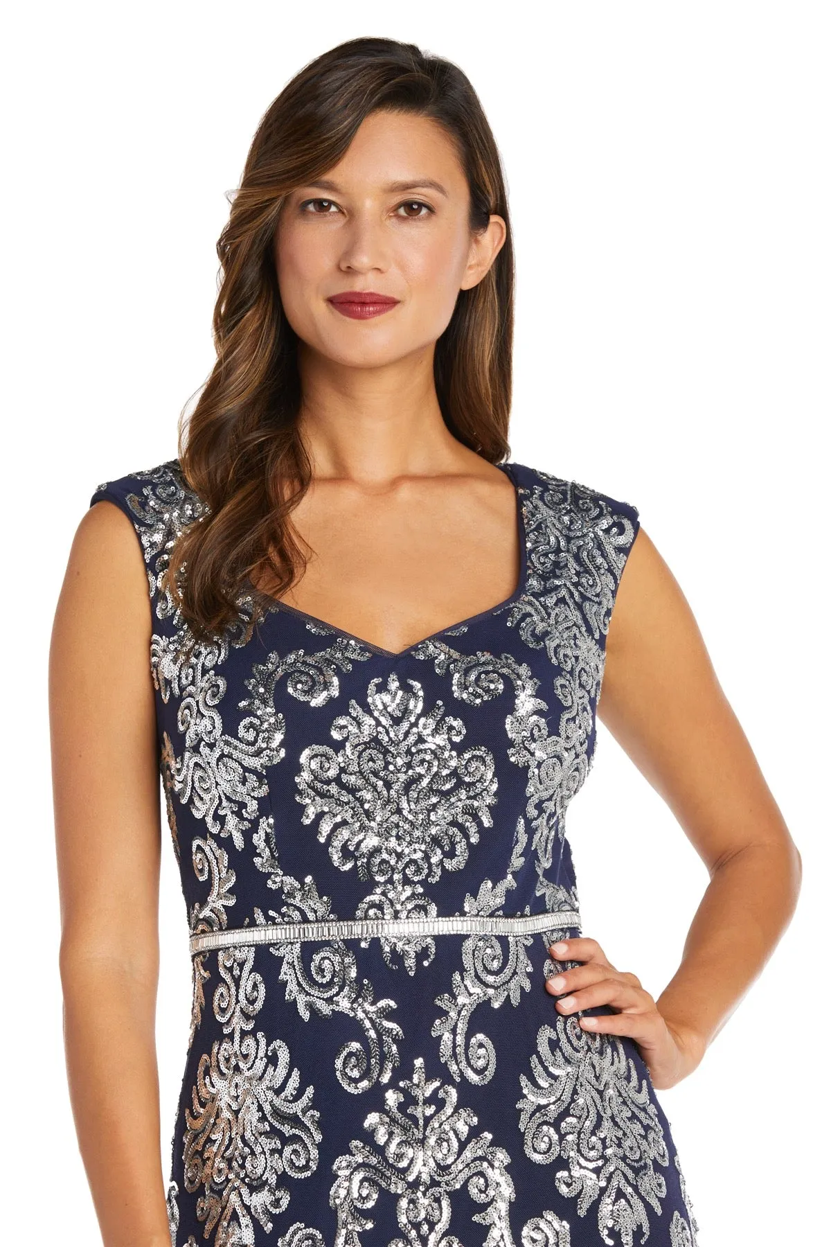 Sequined Embellished Gown With Ruffle Skirt Inserts sold by R&M Richards product image thumbnail 3