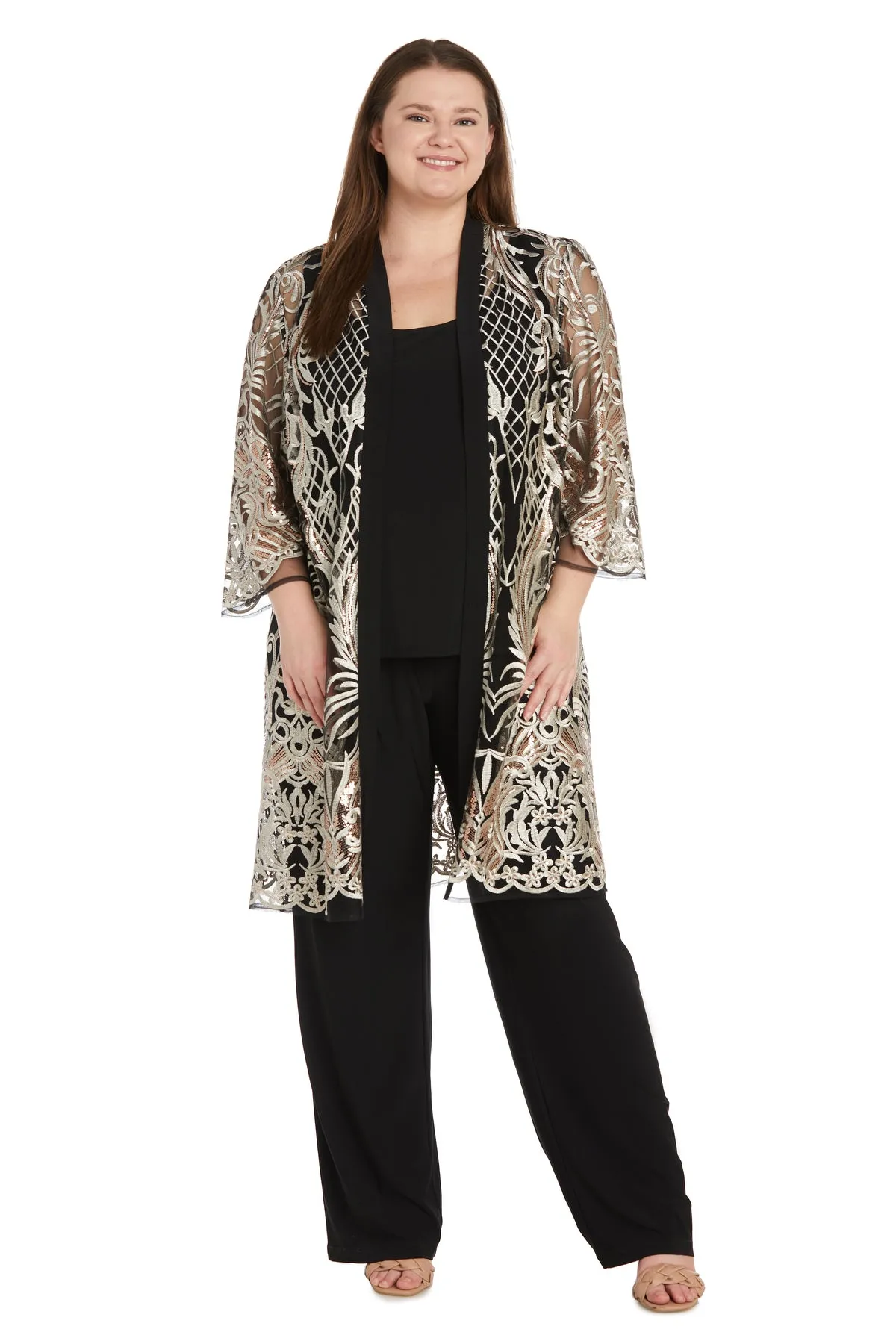 Sequined Embroidered Lace Pantsuit - Plus sold by R&M Richards