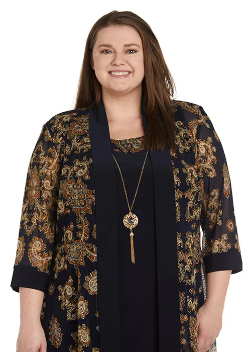 Two-Piece Printed Brocade Jacket and Dress Set - Plus sold by R&M Richards product image thumbnail 5