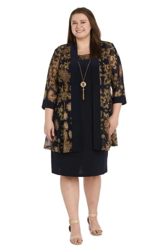 Two-Piece Printed Brocade Jacket and Dress Set - Plus sold by R&M Richards