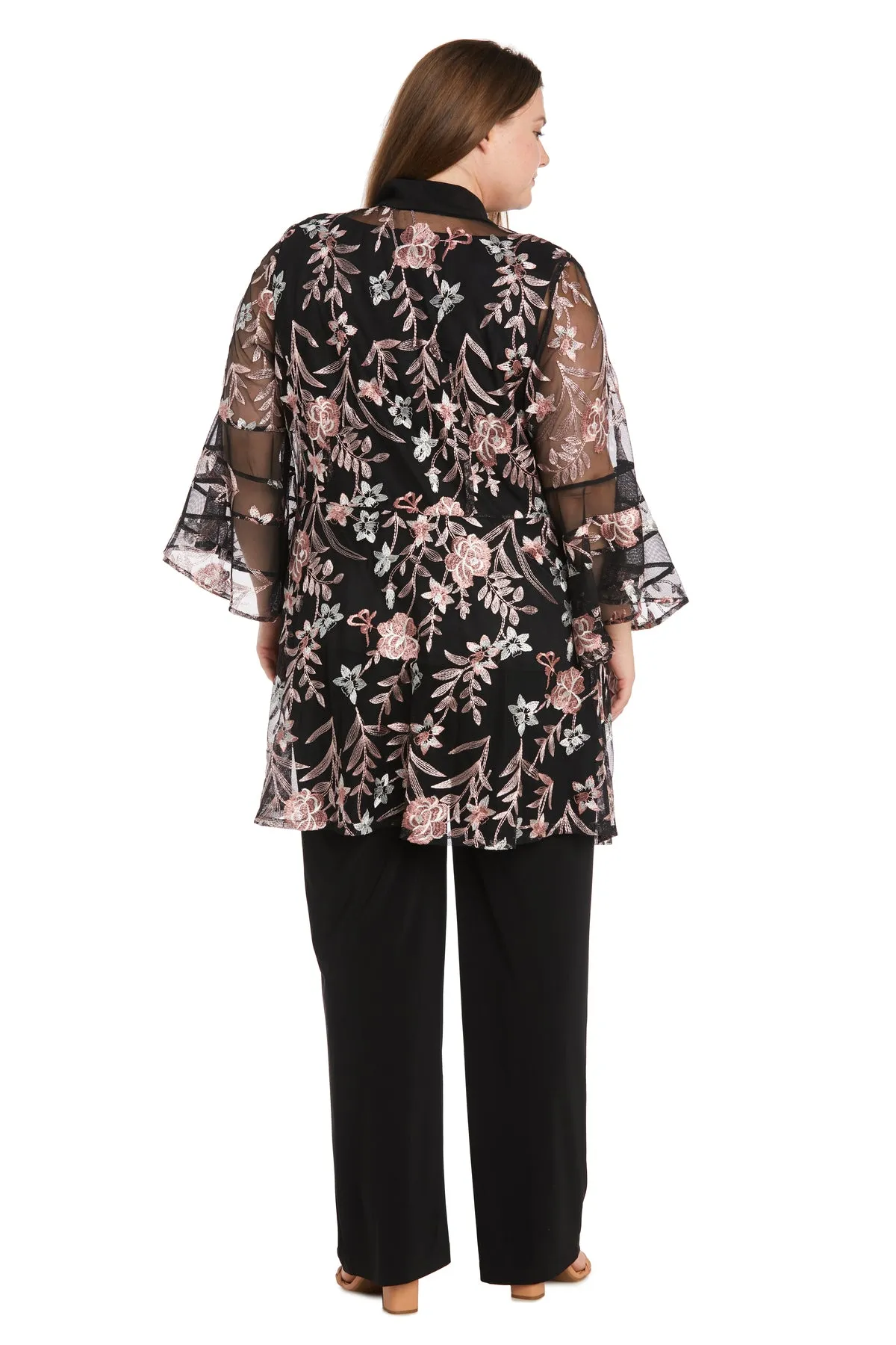 Embroidered Pantsuit with Flutter Sleeves - Plus sold by R&M Richards product image thumbnail 5