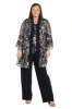 Embroidered Pantsuit with Flutter Sleeves - Plus sold by R&M Richards