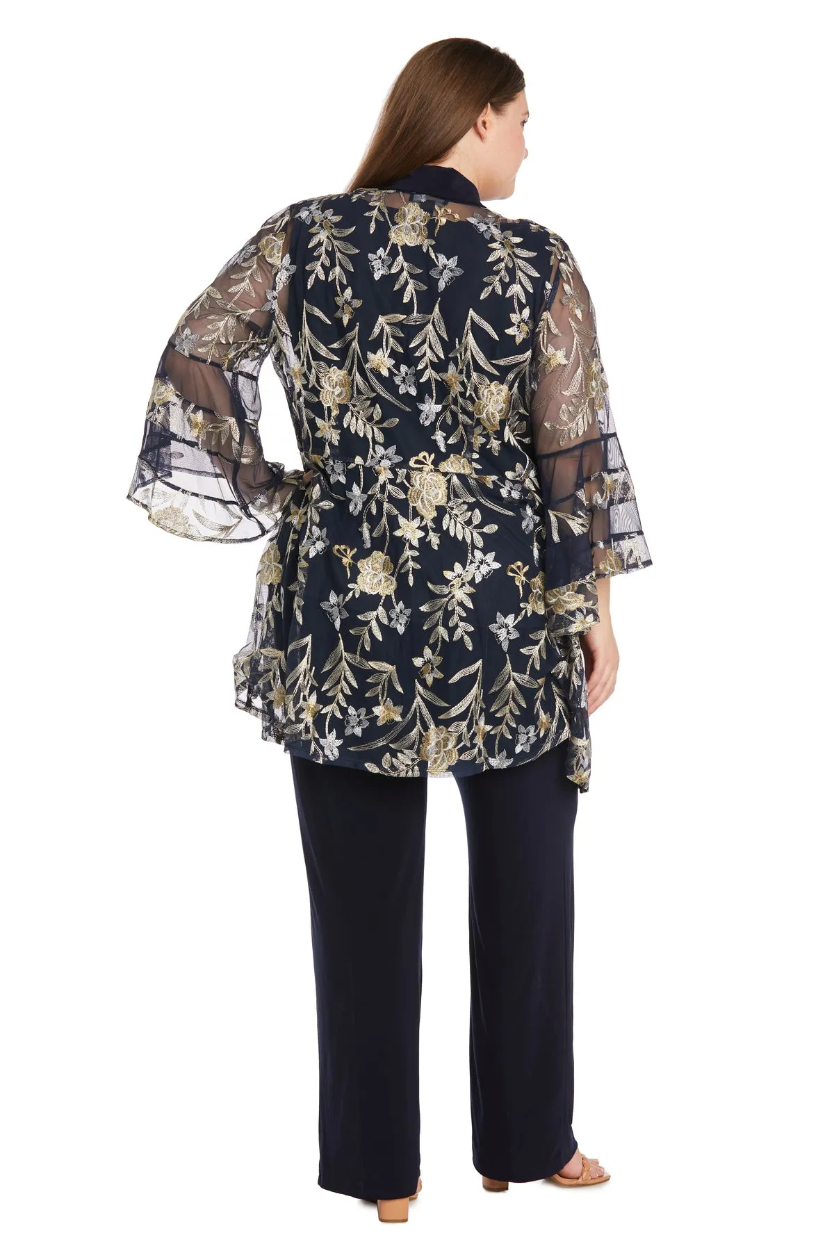 Embroidered Pantsuit with Flutter Sleeves - Plus sold by R&M Richards product image thumbnail 2