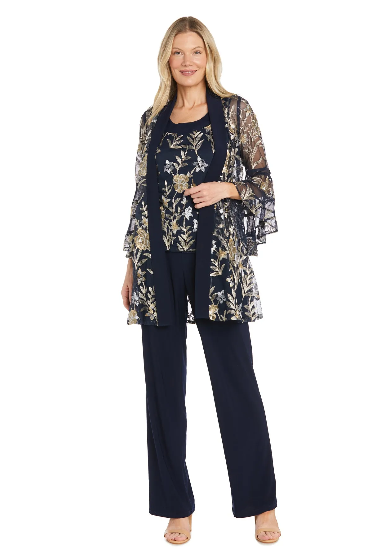 Embroidered Pantsuit with Flutter Sleeves sold by R&M Richards