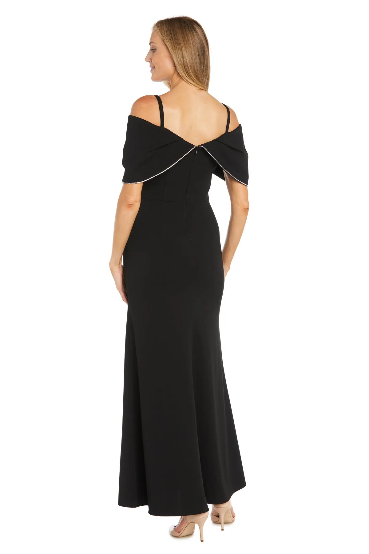 Elegant Black Long Dress with Rhinestone Trimmed Caplet sold by R&M Richards product image thumbnail 2