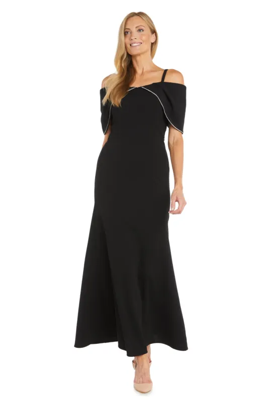 Elegant Black Long Dress with Rhinestone Trimmed Caplet sold by R&M Richards