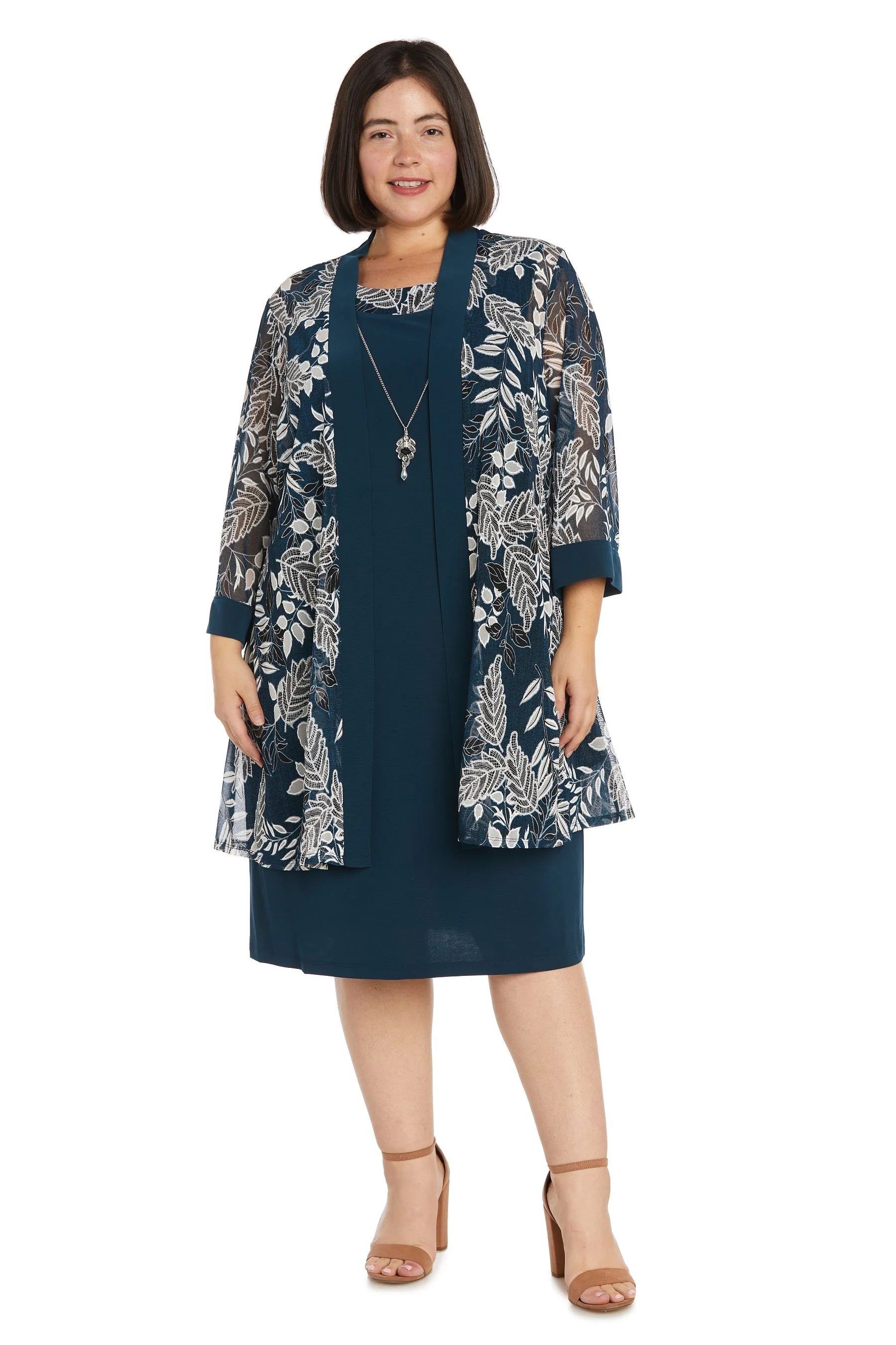 Jacket Dress With Necklace - Plus sold by R&M Richards