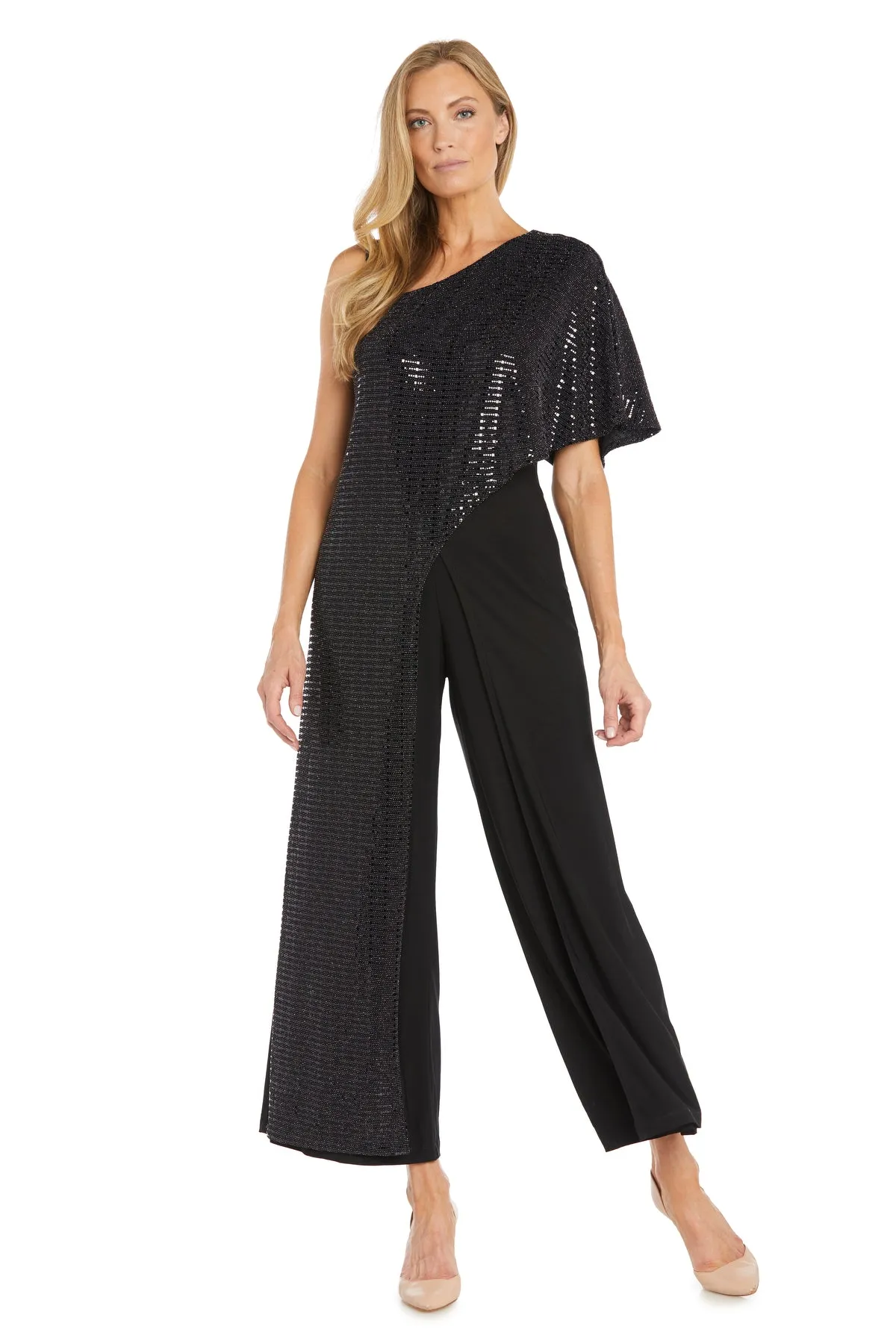 One Shoulder Metallic Jumpsuit sold by R&M Richards