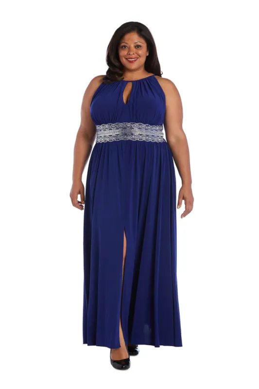 Long Halter Dress With Rhinestone Waistline - Plus sold by R&M Richards
